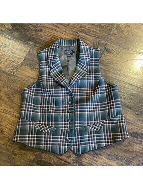 Pendleton Knockabouts Women's Vintage Plaid Wool Vest Size XL
